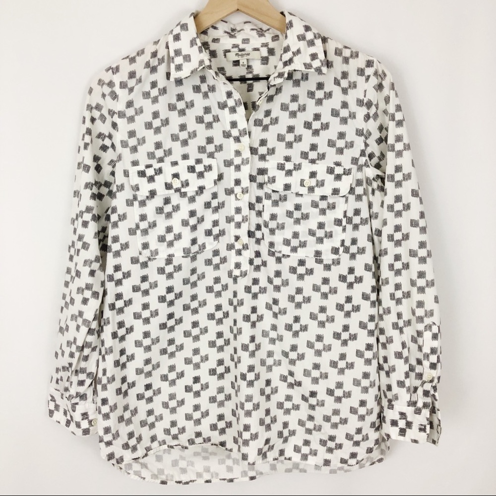 Madewell Check Half Button Top |Z3